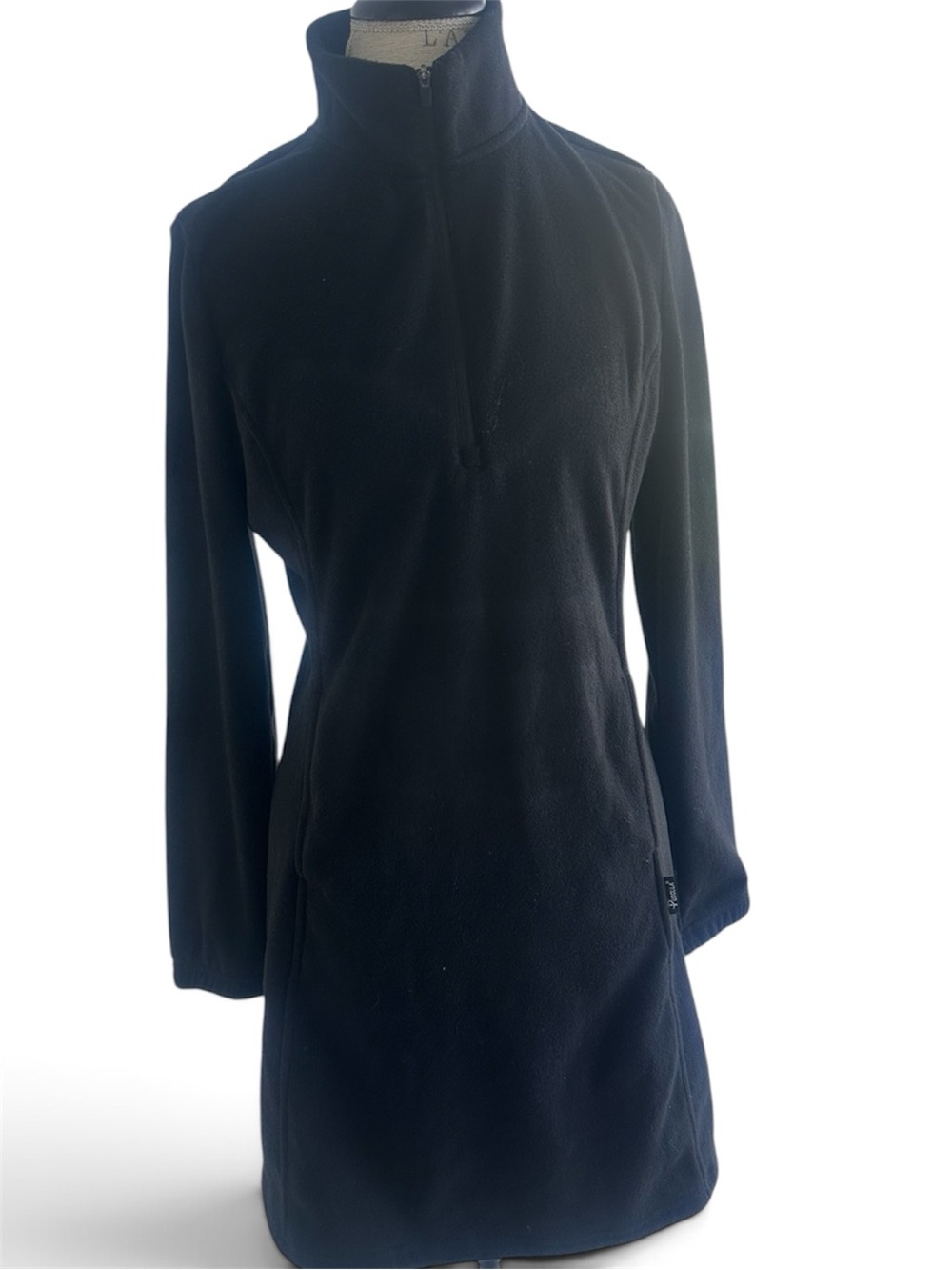 Women's Black Half-Zip Fleece Dress PUDOLLA NEW WITH TAG